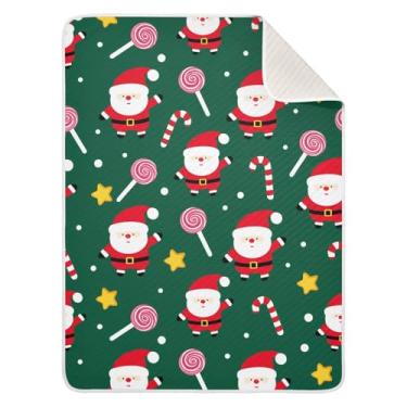 Imagem de Wassud Cobertor de bebê de Papai Noel e pirulito para meninos e meninas, macio para bebês e recém-nascidos, cobertor aconchegante de algodão essencial para berçário, viagem, berço, carrinho 76 x 101