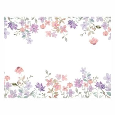 Imagem de Jogo Americano Mesa Posta Kit 2 a 12 Unidades Impermeável Decoração de Mesa (Flores Delicadas 3,Kit 12 peças)