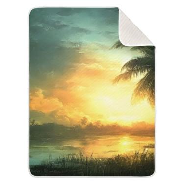 Imagem de WELLDAY Cobertor de bebê para meninos e meninas - Cobertores de paisagem ao anoitecer, cobertores macios e respiráveis para cama de berçário 76 x 101 cm
