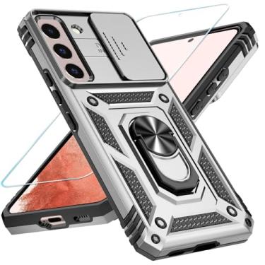Imagem de SunStory Capa de celular para Samsung Galaxy S22 5G com protetor de tela HD e capa de câmera deslizante e suporte de anel girado, [grau militar] [2 em 1] capa de telefone para Galaxy S22 de 6,1