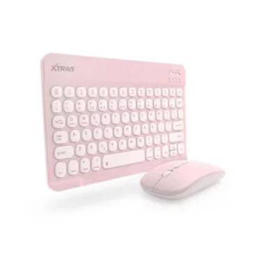 Imagem de Teclado E Mouse Kit Bluetooth Sem Fio Ultra Fino Hk8880 Rosa Xtrad