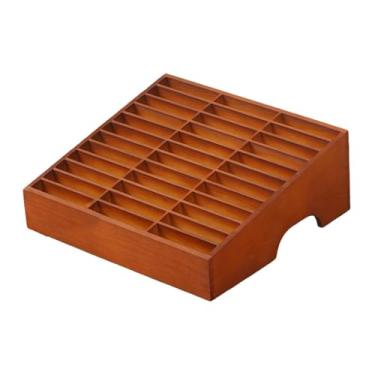 Imagem de Ｂｅｓｇａ Organizador de mesa portátil com 36 compartimentos para celular, caixa organizadora para smartphone, expositor de madeira para celular, ideal para, Marrom