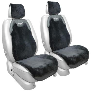 Imagem de Kopal Capas de assento de carro de pele de carneiro, 2 almofadas dianteiras de assento de pele de ovelha universais, serve para carros sedans, SUVs, caminhonetes, mini vans, almofadas de pele de