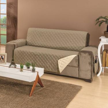 Imagem de Protetor De Sofá Dupla Face Manu 2 E 3 Lugares King - Cáqui/Palha