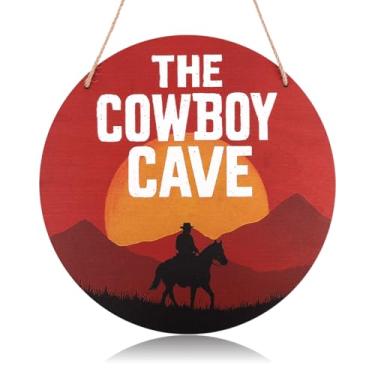 Imagem de Placa Decorativa para Quarto com Tema de Cowboy, Arte de Parede A Caverna do Cowboy Corda Decoração para Quarto Menino Decoração Casa com Estilo Faroeste ou Rústico