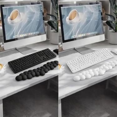 Imagem de Comfort Duo Premium – Apoio de Pulso Ergonômico | Kit 2 Unidades Preto em Couro e Branco em Tecido Premium