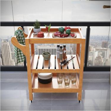 Imagem de Carrinho Multiuso Server C Rodízios Madeira Natural