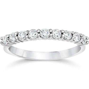 Imagem de P3 POMPEII3 Aliança de casamento de diamante 1/2 ct Half Eternity ouro branco 14K, Ouro branco, Diamante