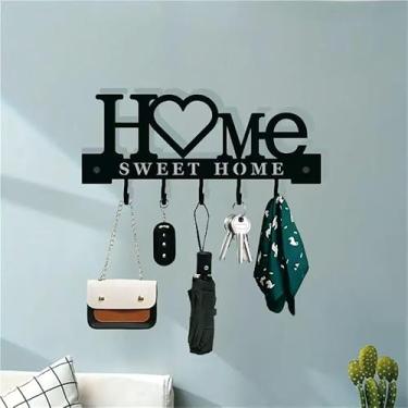 Imagem de Porta-chaves de parede para casa, sem necessidade de perfuração, gancho de ferro decorativo para chaves, casacos e chapéus, organizador de parede para decoração de casa