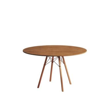 Imagem de Mesa de Jantar London Base de Ferro Modelo Tubular 4 Pés Tampo de Madeira 90cm Redondo