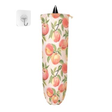Imagem de Porta-sacos plásticos de pêssegos aquarela, organizador de sacos de cozinha, suportes de plástico para sacolas de supermercado