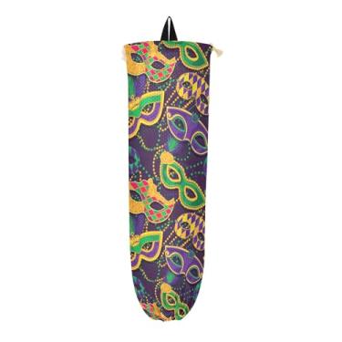 Imagem de Máscara colorida e miçangas para suporte de saco de mercearia de carnaval, recipiente de sacola de supermercado, organizador de armazenamento de plástico de cozinha, 1 pacote
