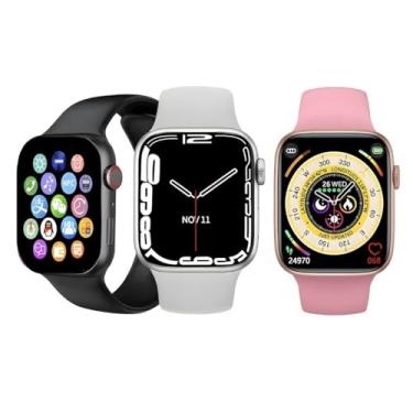 Imagem de ANJ.GG Smartwatch W10, Compatível com Android e iOS, Preto, Tela Tátil 1.81", Wi-Fi/Bluetooth, Retangular, com Carregamento sem Fio e Despertador