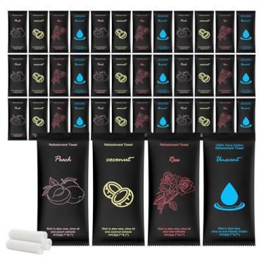 Imagem de Toalhetes úmidos de algodão a granel embalados individualmente 22 x 22 cm, toalhas brancas, toalhas pré-umedecidas, pêssego, rosa e coco sem cheiro para spa de festa esportiva (20)