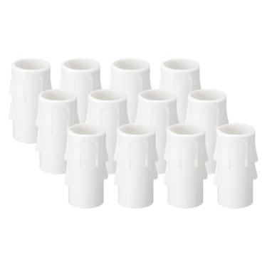 Imagem de PATIKIL Capas de vela de 4,75 cm de altura, 12 peças de plástico E12 capas de soquete para candelabro E12, capas de soquete de vela de gotejamento, suporte de base de luz para lâmpadas de vela de