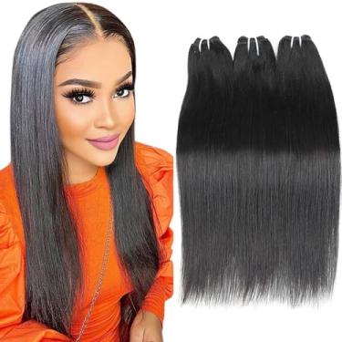 Imagem de Afrodiva Straight 3 Bundles Cabelo Humano 14/16/18" 100% Brasileiro Virgem Trama Dupla 70G/Pacote Cor Natural