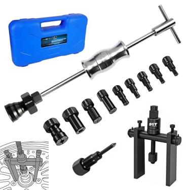 Imagem de SGT Conjunto de extrator de rolamento de pinça de furo cego de 14 peças, kit extrator de rolamento interno, ferramenta de remoção de rolamento de roda de bicicleta de motocicleta, extrator de