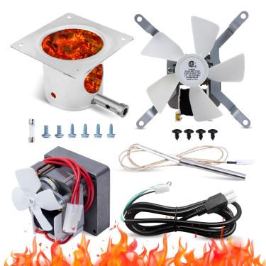 Imagem de Canamax Kit completo de peças de reposição para churrasqueira - Motor de eixo helicoidal premium + -Ventilador de indução + Fogo - Panela de Queima + Ignitor Hot Rod