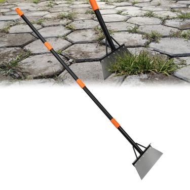 Imagem de Pá plana de jardim, ferramentas de jardinagem pesadas, raspador de piso de metal com cabo longo de 152 cm, pá de limpeza multifuncional para afiação de gramado, raspagem, remoção de ervas daninhas e