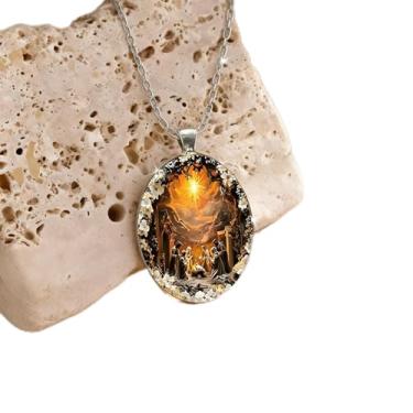 Imagem de Colar masculino com pingente artístico com corrente estilo vintage joia, 41-50cm, Metal, Sem Pedra Preciosa