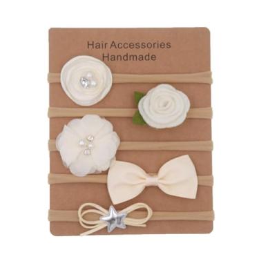 Imagem de 5 unidades/conjunto de faixas de cabelo e laços para bebês de 3 a 8 anos, recém-nascidos, crianças, acessórios de cabelo