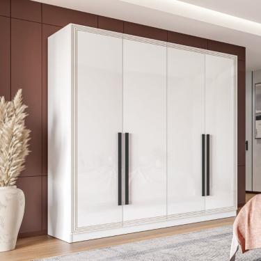 Imagem de Guarda Roupa Roupeiro 4 portas 4 gavetas Valência Branco Politorno Móveis