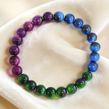 Imagem de Pulseiras elásticas com contas para mulheres, obsidiana, olho de tigre, presente da sorte, perfeito para buscar riqueza, One Size, Pedra, Sem Pedra Preciosa