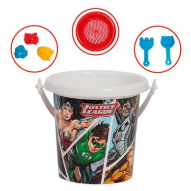 Imagem de Balde Liga Da Justiça Brinquedo Areia Infantil Acessórios - Toys2U