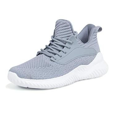Imagem de Tênis de caminhada feminino AKK – Tênis casual leve de material viscoelástico sem cadarço para uso interno e externo, academia e viagens, Cinza, 6.5