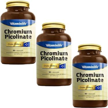 Imagem de Kit 3X Chromium Picolinate Cromo - 90 Cápsulas - VitaminLife-Masculino