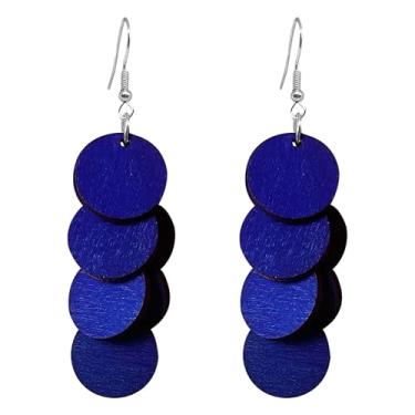 Imagem de Zszkoz Brincos redondos de madeira boêmios para mulheres, leves, feitos à mão, geometria natural, joia de declaração, Small, Madeira, Sem pedra preciosa