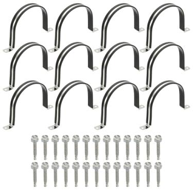 Imagem de PATIKIL 12 braçadeiras de tubo, 114 mm de aço inoxidável 304 de aço inoxidável amortecido, braçadeiras de conduíte com parafuso hexagonal para instalação de cabo de mangueira de tubo, 114 mm