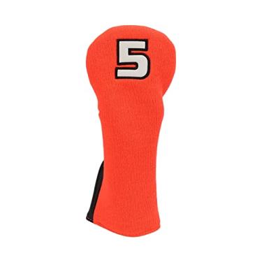 Imagem de Capas duráveis ​​para cabeça de taco de golfe, tricô à prova d'água, capa protetora de cabeça de taco de madeira para jogadores de golfe, destro, canhoto, masculino, feminino, (laranja/preto)