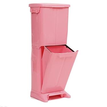 Imagem de Lndoor Lixeira Simples Cozinha Dupla Camada Classificação Grande Capacidade Caixa de Armazenamento de Lixo ABS Doméstico com Tampa Cesto de Papel para Resíduos Lata de Lixo (D)