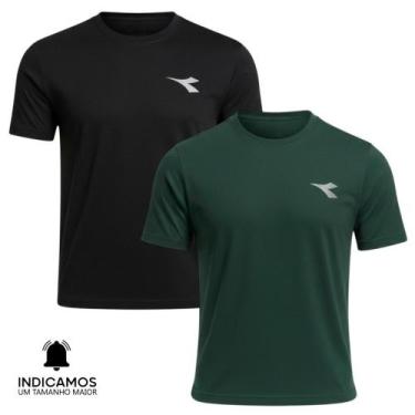 Imagem de Kit 2 Camisetas Diadora Small Logo Masculina - Verde Escuro e Preto M,