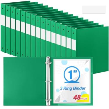 Imagem de Henoyso 48 fichários de plástico com 3 anéis de 2,5 cm e 3 argolas flexíveis para papel tamanho carta 21 x 28 cm, comporta até 225 folhas com 1 bolso, fichário versátil para escola, escritório, casa