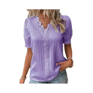 Imagem de Blusa Feminina plus Size Com Decote Em V E Mangas Vazadas, Verão, Sexy