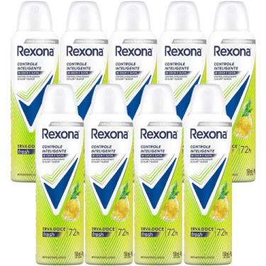 Imagem de Kit Desodorante Aerosol Rexona Erva Doce Feminino 150ml - 9 Unidades