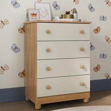 Imagem de Cômoda Infantil 65cm Com 4 Gavetas Allegra Multimóveis Mp4421 Madeirado/off White Madeirado/off White