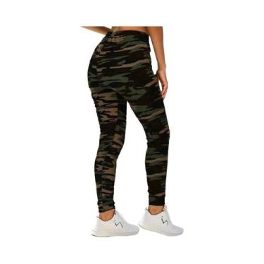 Imagem de Leggings Femininas Com Estampa Camuflada De Alta Elasticidade E Ajuste