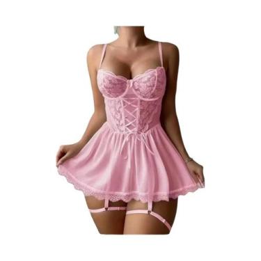 Imagem de Conjunto De Lingerie Sexy Com Sutiã De Renda Transparente E Calcinha C