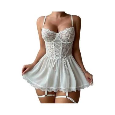Imagem de Conjunto De Lingerie Sexy Com Sutiã De Renda Transparente E Calcinha C