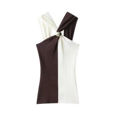 Imagem de Top Cropped Sem Mangas Para Mulheres Com Decoração Metálica, Top Sexy 