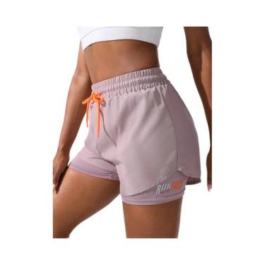 Imagem de Shorts Femininos De Yoga E Corrida Com Cintura Alta, Elásticos E Efeit