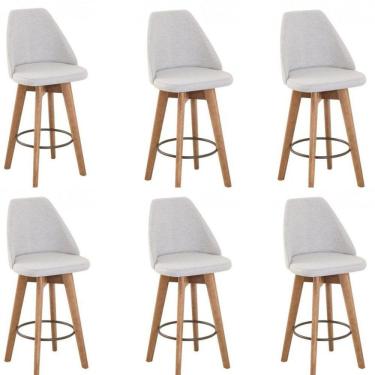 Imagem de Kit 6 Banquetas Maya Gourmet Gitarória-altura 62 Cm Do Chão Até O Assento-tecido Linho
