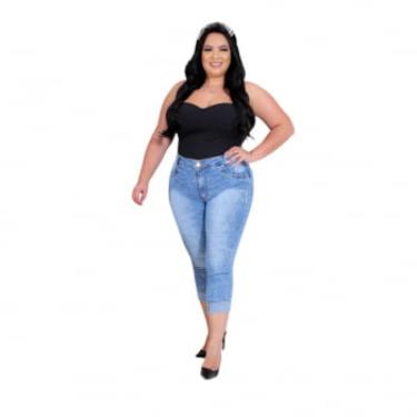 Imagem de CALCA JEANS PLUS SIZE DOLCE SEDUTTI CINTURA ALTA CAPRI  PUIDO 653.1