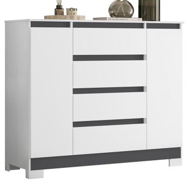 Imagem de Cômoda Sapateira Atena 2 Portas E 4 Gavetas Quadriflex Branco-titanium - Móveis Albatroz