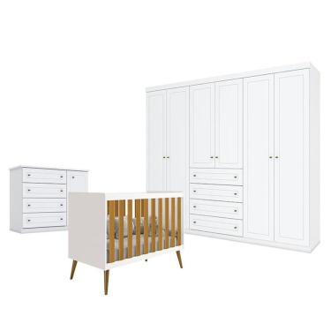 Imagem de Quarto De Bebê Americano 6 Portas Com Berço Americano Isis Branco Acetinado Savana - Reller - Henn