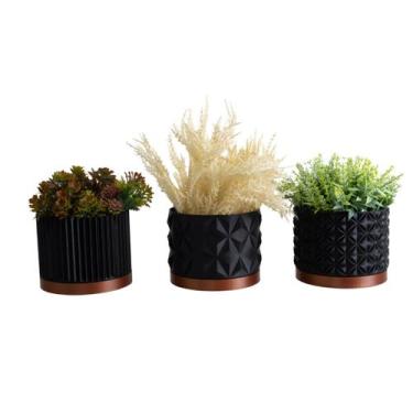 Imagem de Trio Cachepot M - Realce - Galanta, Preto/Cobre