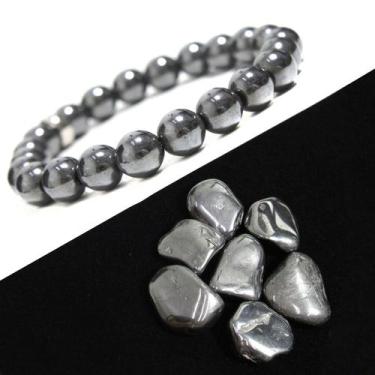 Imagem de Pulseira Unissex  Emagrecimento Hematita Pedra Natural Magnética - Gra